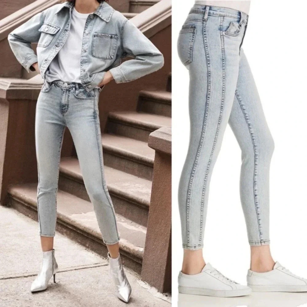 Current/Elliott The 7-pocket High Waist Ankle Stiletto Skinny Jeans Roller 27
